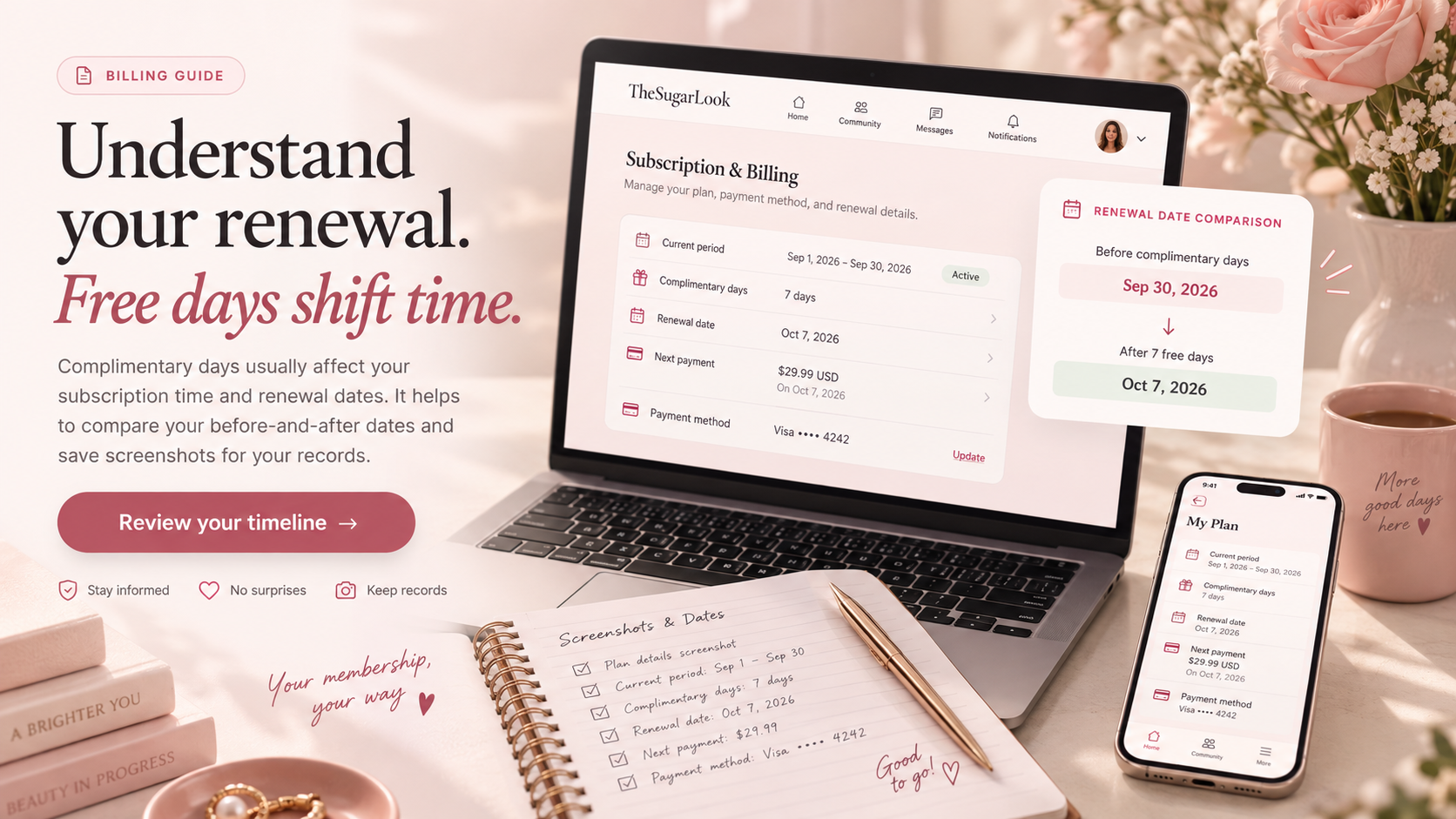 Understanding free days and plan renewals